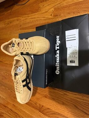 Onitsuka Tiger by Asics Beige Sneakers with Black Stripes